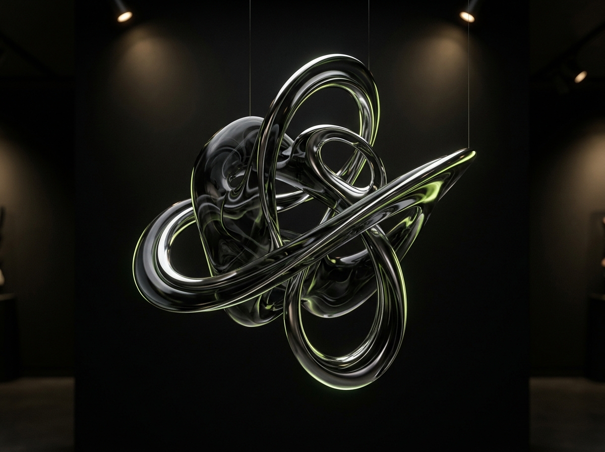 Abstract Sculptural Chrome & Glass Art Piece